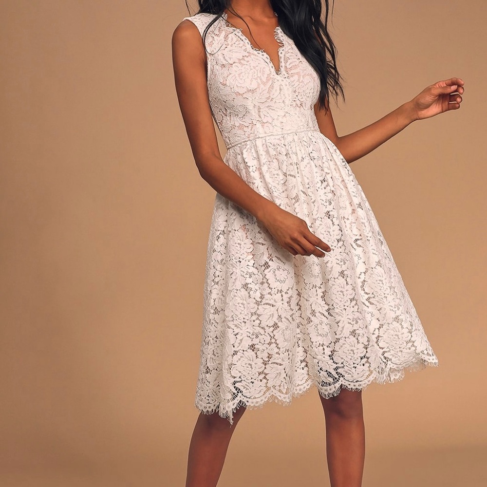 White lace bridal dress